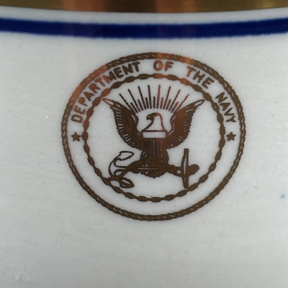 Vintage Set Of 4 Ceramic United States Navy  Double Egg Cups